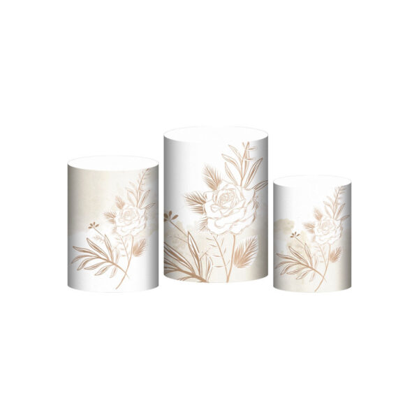Trio Capa Cilindro Floral 3D Em Tecido Com Elástico