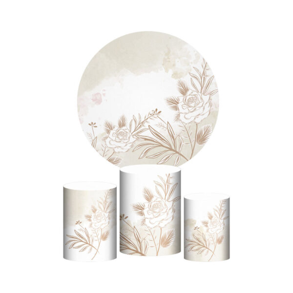 Trio Capa Cilindro + Painel Redondo 3D Floral 1,50m Veste Fácil
