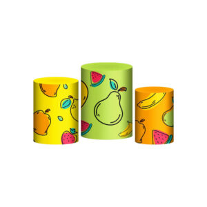 Trio Capa Cilindro Frutas 3D Em Tecido Com Elástico OUTLET