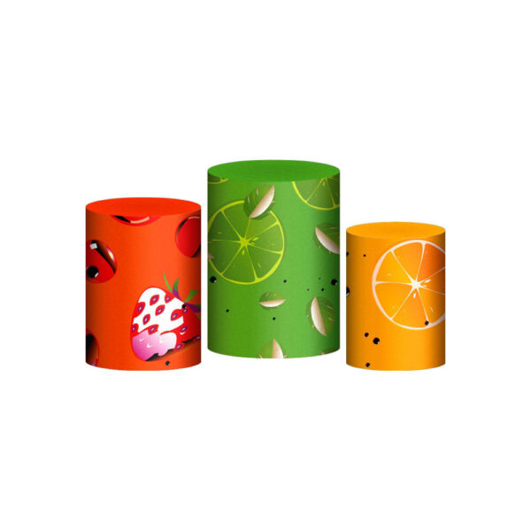 Trio Capa Cilindro Frutas 3D Em Tecido Com Elástico