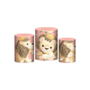 Trio Capa Cilindro Leãozinho Cute 3D Em Tecido Com Elástico