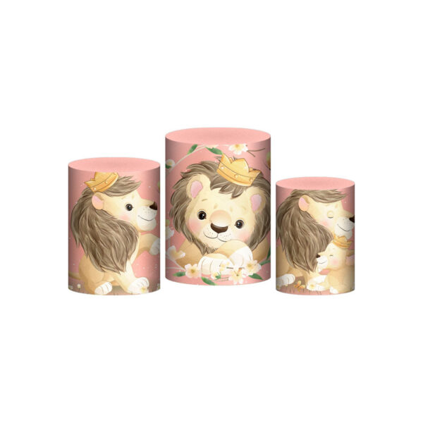 Trio Capa Cilindro Leãozinho Cute 3D Em Tecido Com Elástico