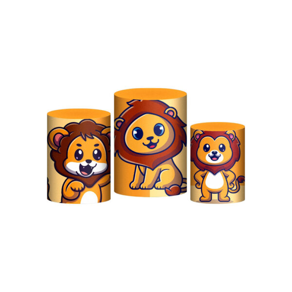 Trio Capa Cilindro Leãozinho Cute 3D Em Tecido Com Elástico