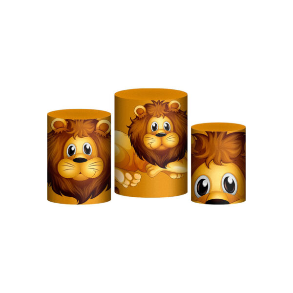 Trio Capa Cilindro Leãozinho Cute 3D Em Tecido Com Elástico
