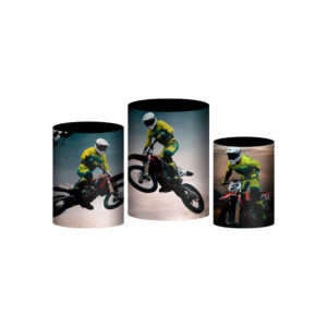 Trio Capa Cilindro Motocross 3D Em Tecido Com Elástico