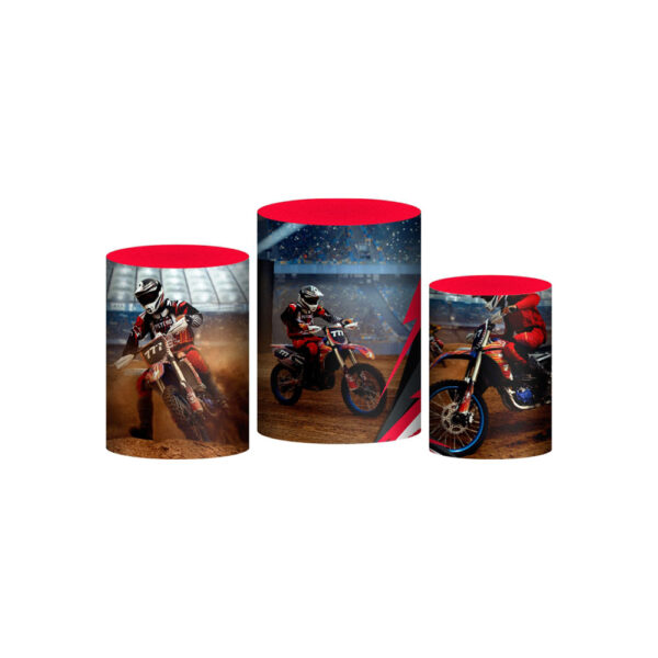 Trio Capa Cilindro Motocross 3D Em Tecido Com Elástico