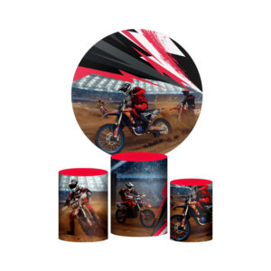 Trio Capa Cilindro + Painel Redondo 3D Motocross 1,50m Veste Fácil