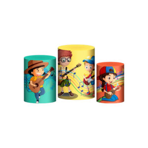 Trio Capa Cilindro Musica 3D Em Tecido Com Elástico