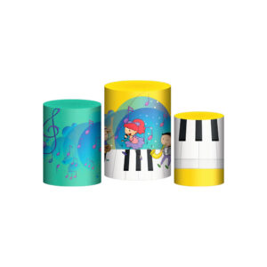 Trio Capa Cilindro Musica 3D Em Tecido Com Elástico
