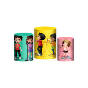 Trio Capa Cilindro Musica 3D Em Tecido Com Elástico
