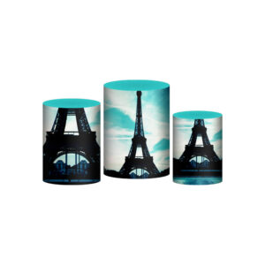 Trio Capa Cilindro Paris 3D Em Tecido Com Elástico