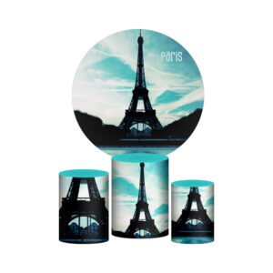 Trio Capa Cilindro + Painel Redondo 3D Paris 1,50m Veste Fácil