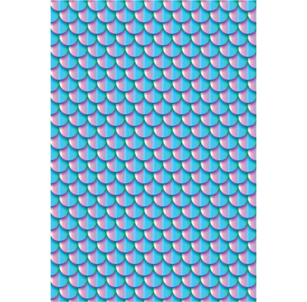 Painel de Festa Retangular 3D Sereia Azul Casadinho 1,50m x 2,20m