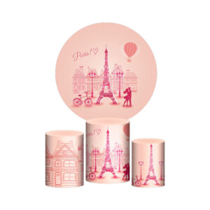 Trio Capa Cilindro + Painel Redondo 3D Paris 1,50m Veste Fácil