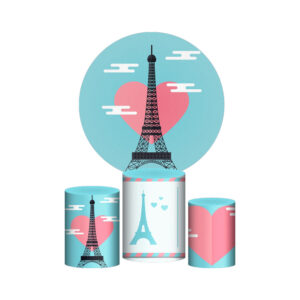 Trio Capa Cilindro + Painel Redondo 3D Paris 1,50m Veste Fácil