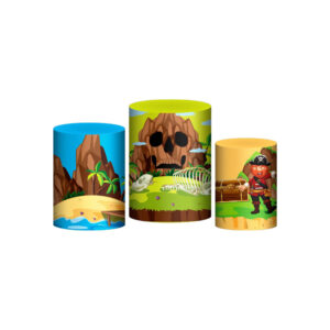 Trio Capa Cilindro Pirata 3D Em Tecido Com Elástico