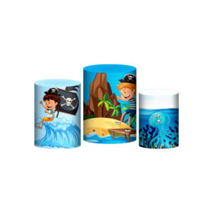 Trio Capa Cilindro Pirata 3D Em Tecido Com Elástico