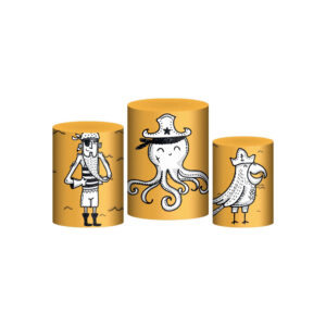 Trio Capa Cilindro Pirata 3D Em Tecido Com Elástico