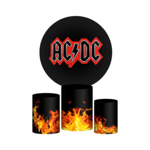 Trio Capa Cilindro + Painel Redondo 3D Rock ACDC 1,50m Veste Fácil