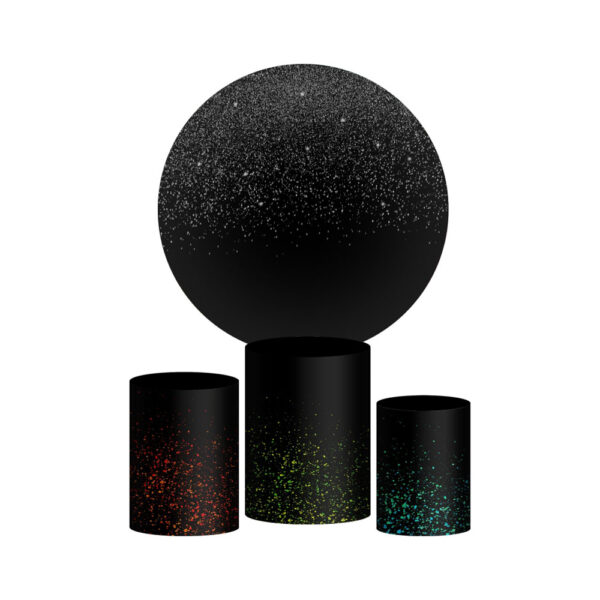 Trio Capa Cilindro + Painel Redondo 3D Glitter 1,50m Veste Fácil