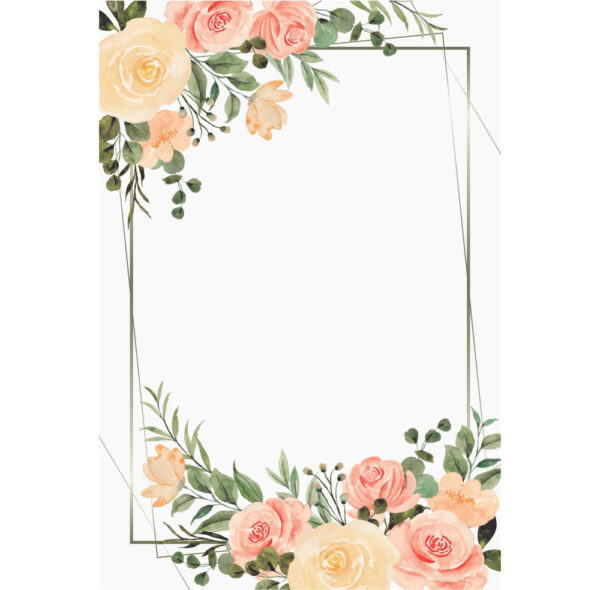 Painel de Festa Retangular 3D Floral Marmore Aquarelado  Casadinho 1,50m x 2,20