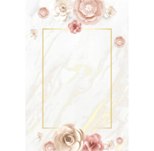 Painel de Festa Retangular 3D Floral Marmore Casadinho 1,50m x 2,20