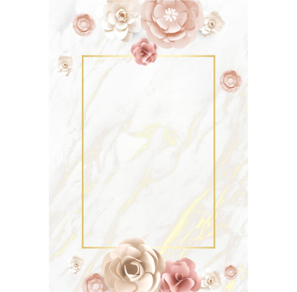 Painel de Festa Retangular 3D Floral Marmore Casadinho 1,50m x 2,20