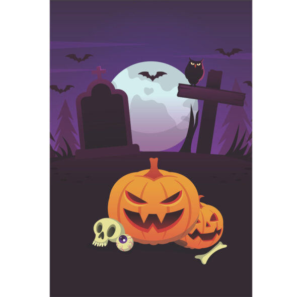 Painel de Festa Retangular 3D Hallloween Casadinho 1,50m x 2,20