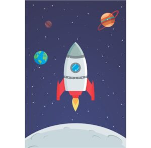 Painel de Festa Retangular 3D Astronauta Vertical Casadinho 1,50m x 2,20m