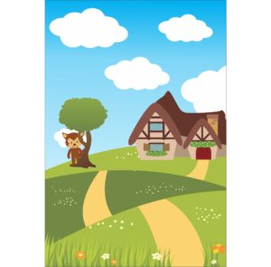 Painel de Festa Retangular 3D Chapeuzinho Vermelho Casadinho 1,50m x 2,20m