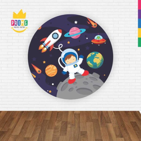 Painel Redondo 3D Astronauta Abre Fácil Tecido - Image 2