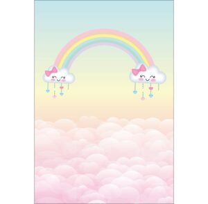 Painel de Festa Retangular 3D Chuva de Amor Casadinho 1,50m x 2,20m