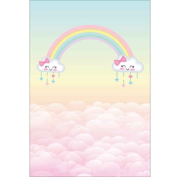 Painel de Festa Retangular 3D Chuva de Amor Casadinho 1,50m x 2,20m