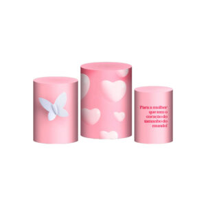 Trio Capa Cilindro Dia das Mães Rosa 3d Em Tecido Com Elástico