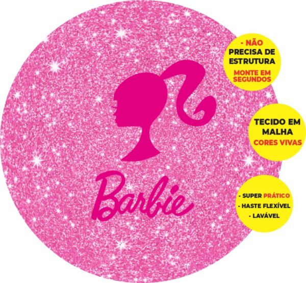 Painel Redondo 3D Barbie Abre Fácil Tecido