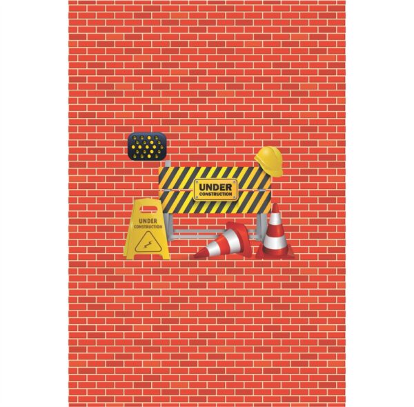 Painel de Festa Retangular 3D Construção Casadinho 1,50m x 2,20m