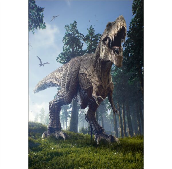 Painel de Festa Retangular 3D Dinossauro Casadinho 1,50m x 2,20m