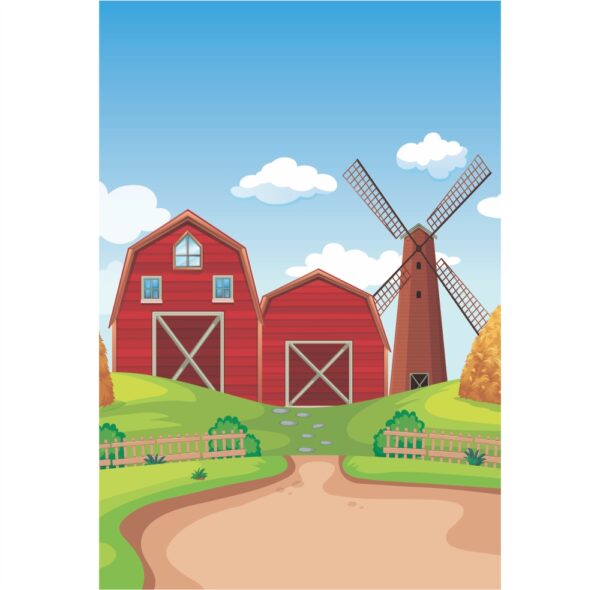 Painel de Festa Retangular 3D Fazendinha Casadinho 1,50m x 2,20m
