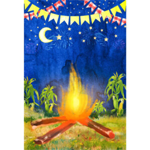 Painel de Festa Retangular 3D Festa Junina Azul Casadinho 1,50m x 2,20