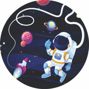 Painel Redondo 3D Astronauta Tecido Sublimado