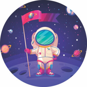 Painel Redondo 3D Astronauta Tecido Sublimado