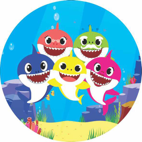 Painel Redondo 3D Baby Shark Tecido Sublimado