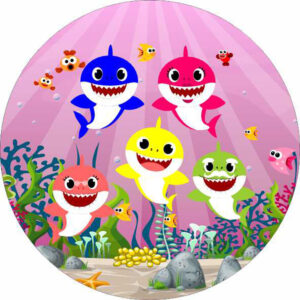 Painel Redondo 3D Baby Shark Tecido Sublimado