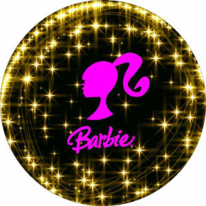 Painel Redondo 3D Barbie Preto Tecido Sublimado