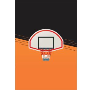 Painel de Festa Retangular 3D Basquete Casadinho 1,50m x 2,20m