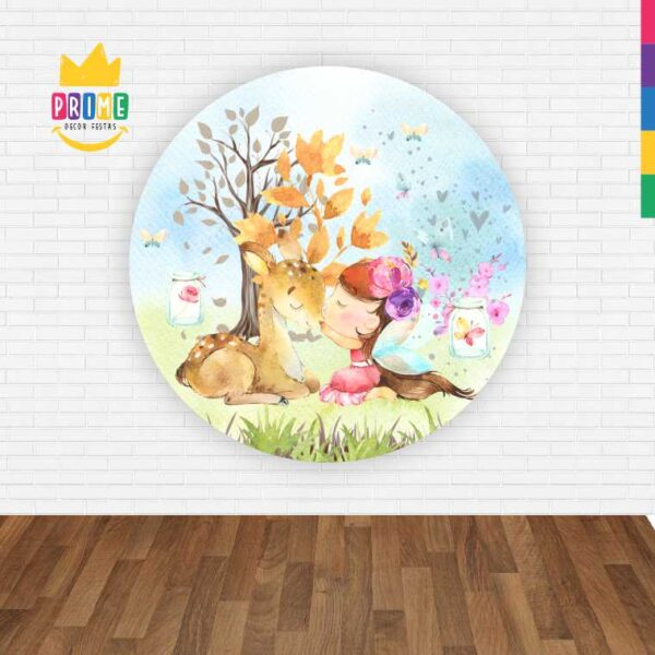 Painel Redondo 3D Bosque Fadinha Abre Fácil Tecido - Image 2