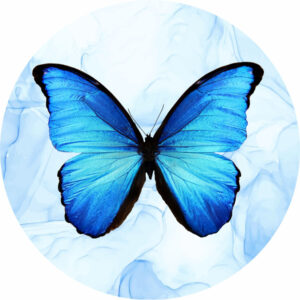 Painel Redondo 3D Borboleta Azul Sublimado
