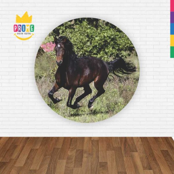 Painel Redondo 3D Cavalo Abre Fácil Tecido - Image 2