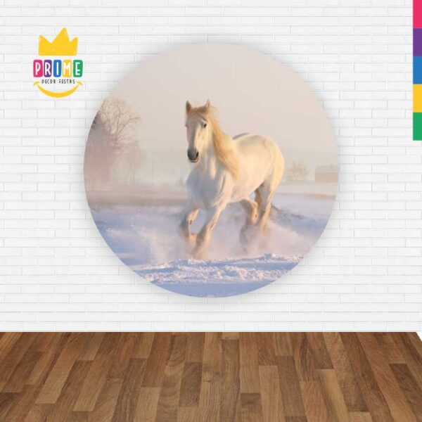 Painel Redondo 3D Cavalo Abre Fácil Tecido - Image 2