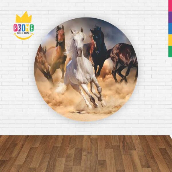 Painel Redondo 3D Cavalo Abre Fácil Tecido - Image 2